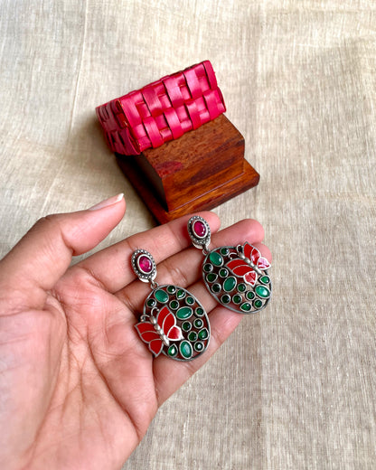 Chitrapankhā Meenakari Multicolour Stone Stud Earrings