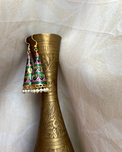 Indirae | Conical Jhumkas | The Meenakari Edit