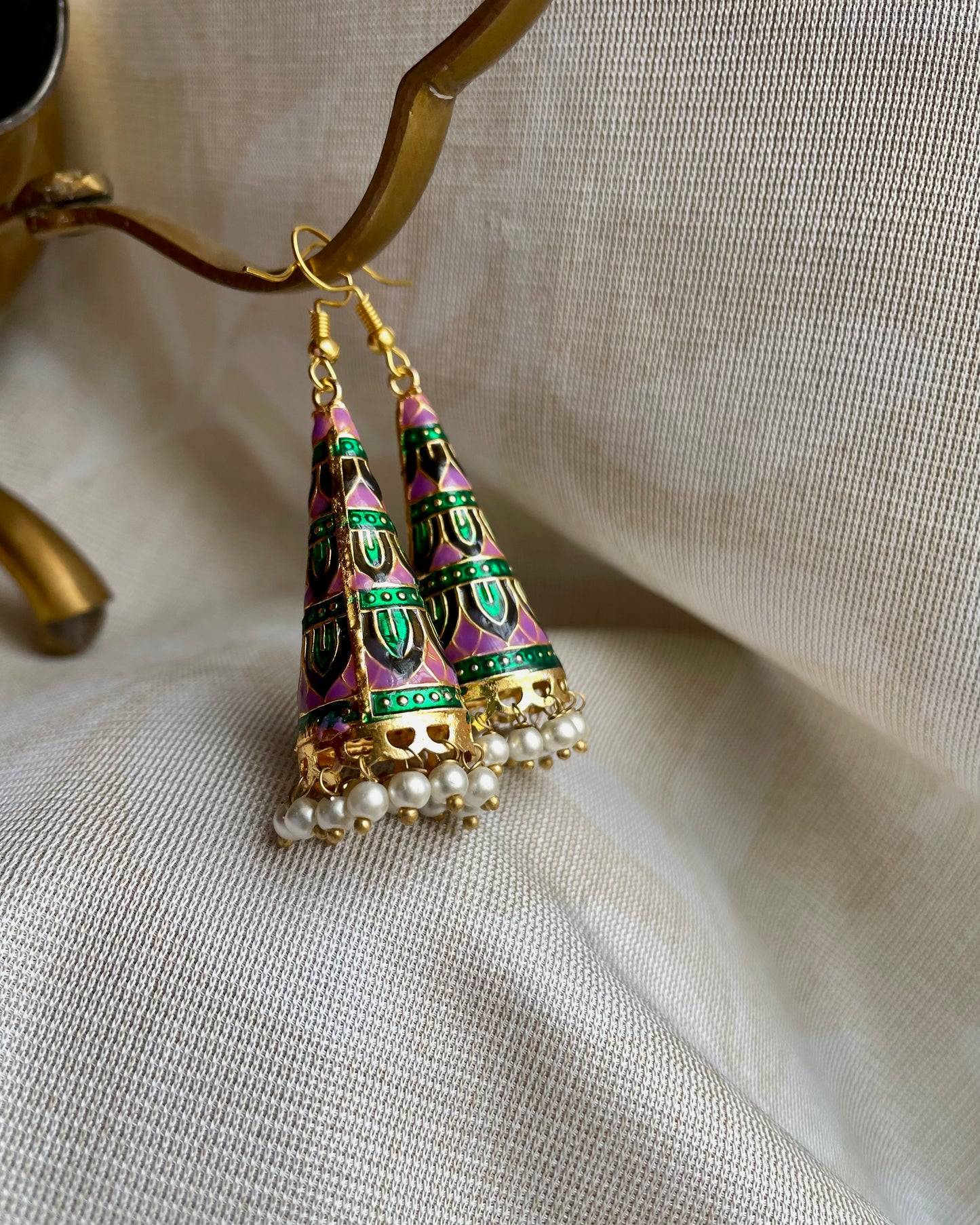 Indirae | Conical Jhumkas | The Meenakari Edit