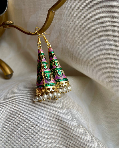 Indirae | Conical Jhumkas | The Meenakari Edit
