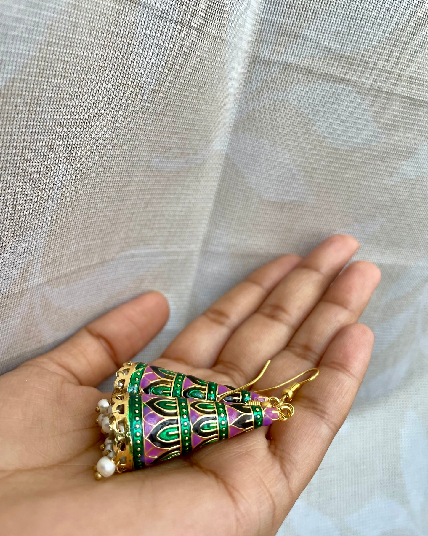 Indirae | Conical Jhumkas | The Meenakari Edit