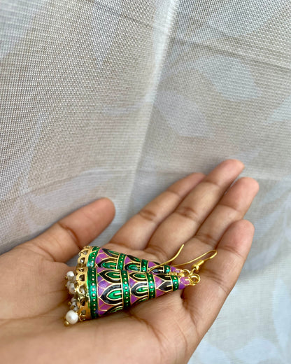 Indirae | Conical Jhumkas | The Meenakari Edit