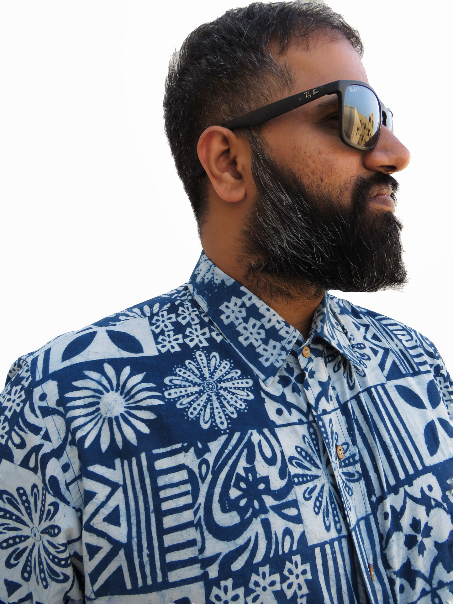 Yantra | Natural Indigo Block Printed Shirt