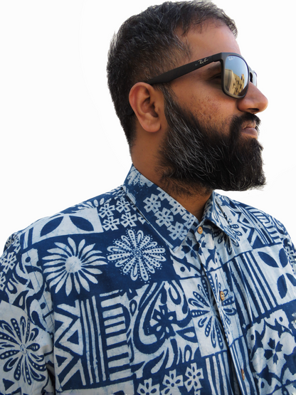 Yantra | Natural Indigo Block Printed Shirt