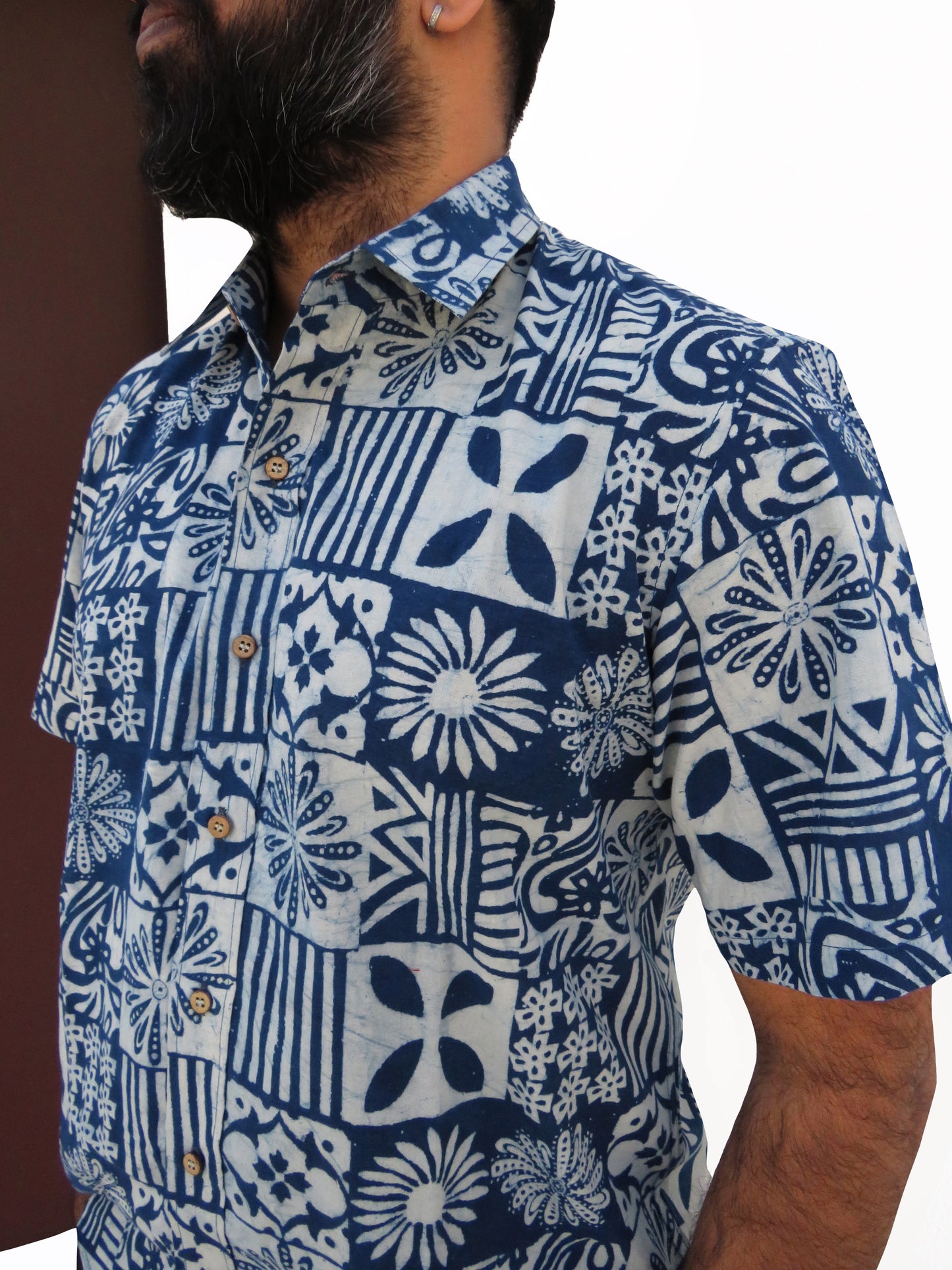 Yantra | Natural Indigo Block Printed Shirt