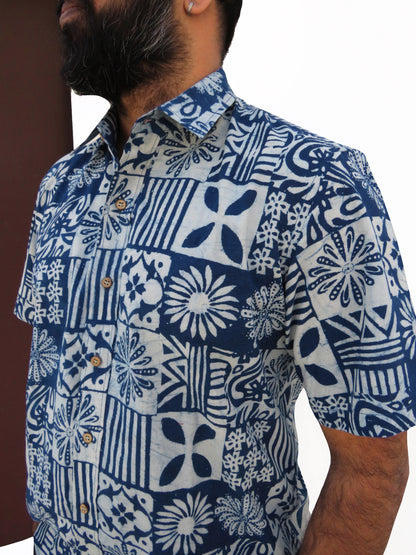 Yantra | Natural Indigo Block Printed Shirt