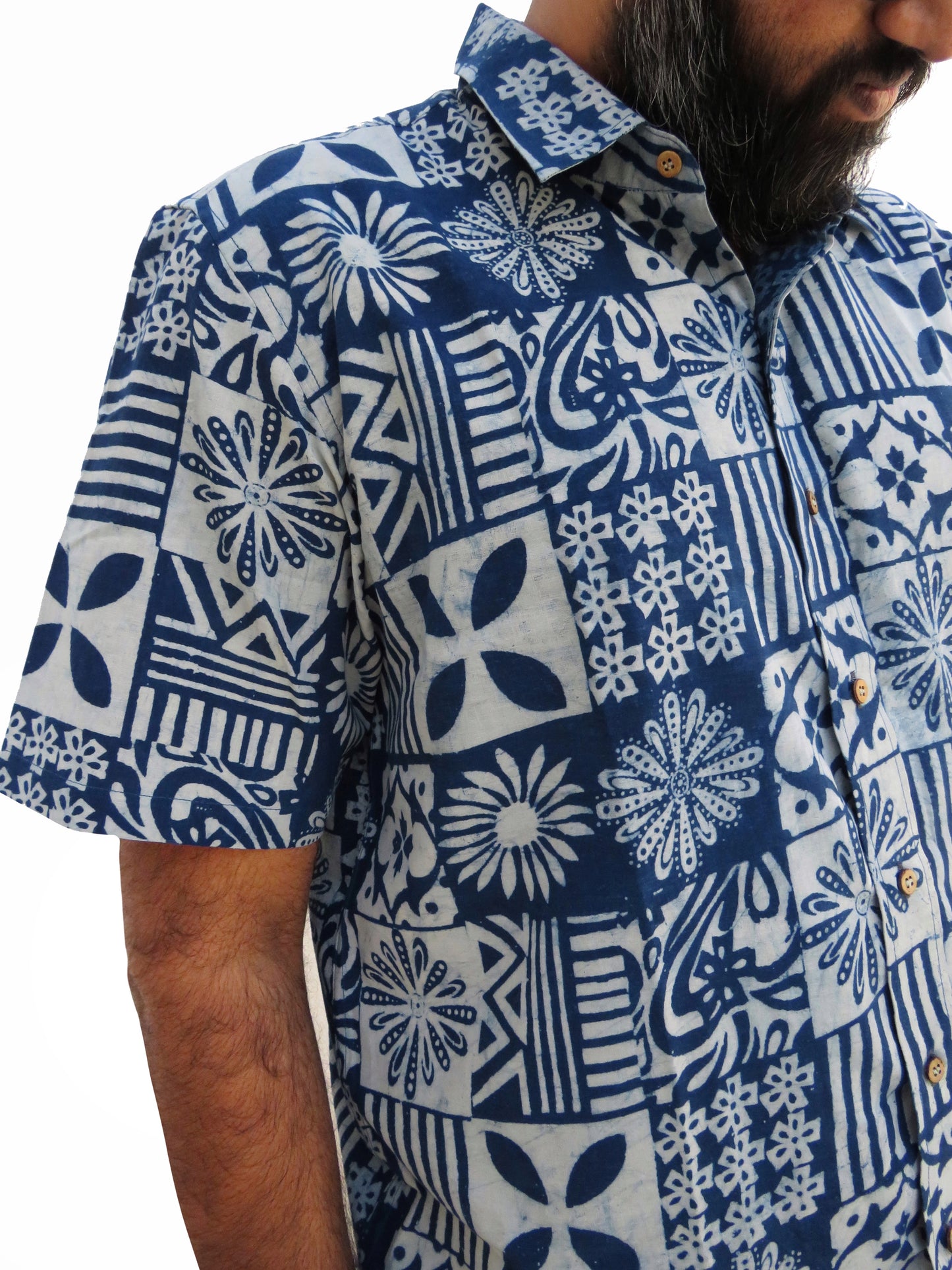 Yantra | Natural Indigo Block Printed Shirt