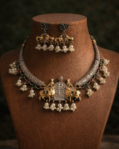 Nandi Layam | Silver Plated Fusion Handcrafted Designer Set
