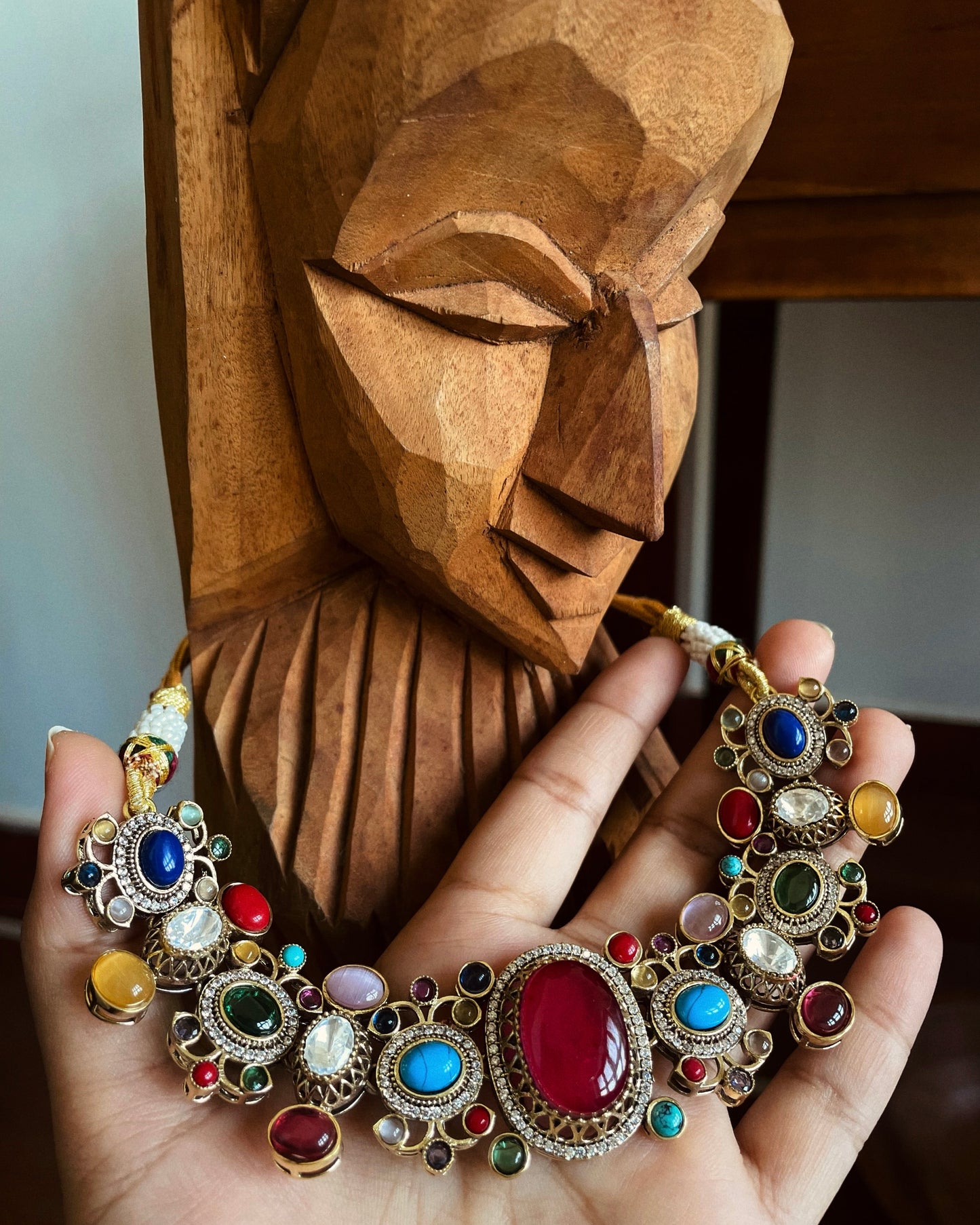 Maharana’s Circlet | Fusion Handcrafted Designer Choker Set with Intricate Stonework