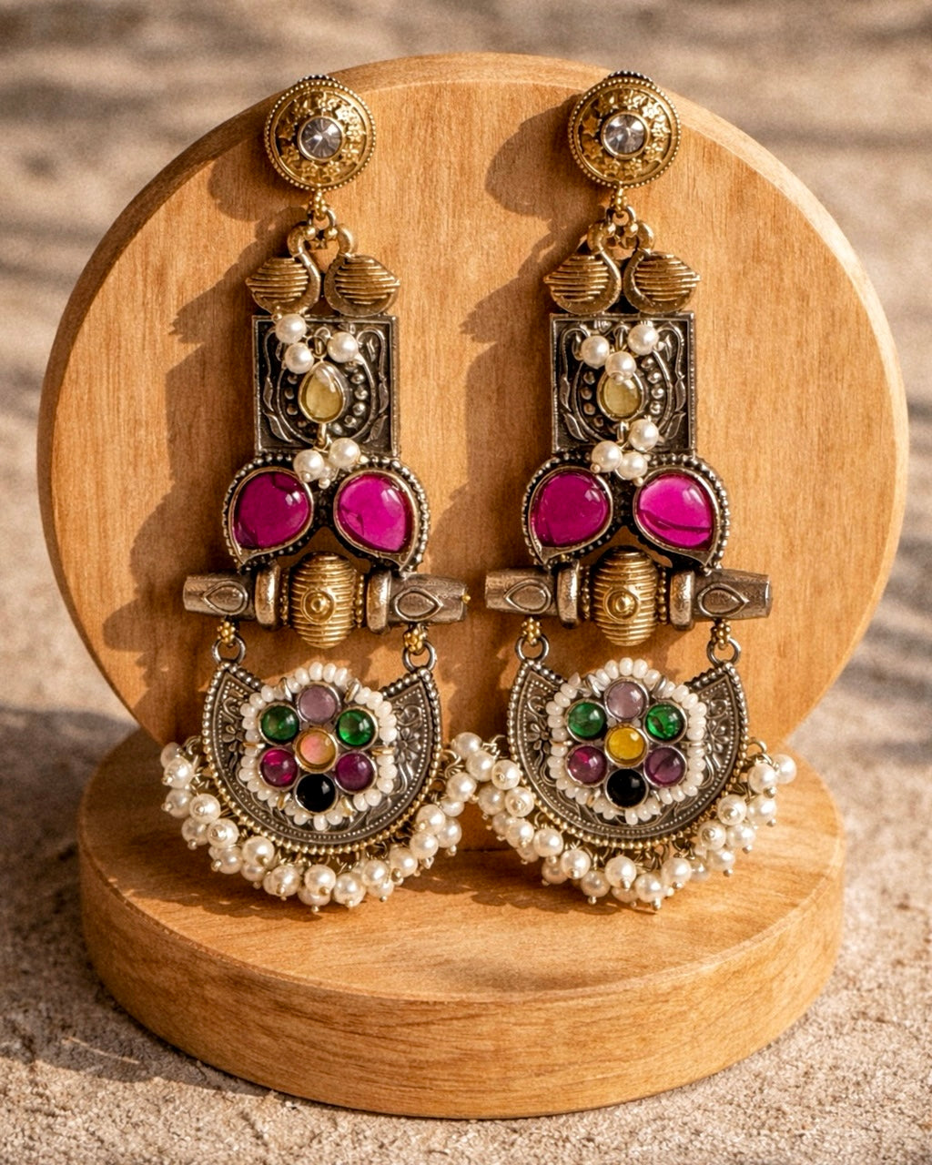 Kalpa Ratna | Dual-Tone Pearl & Stonework Statement Drops