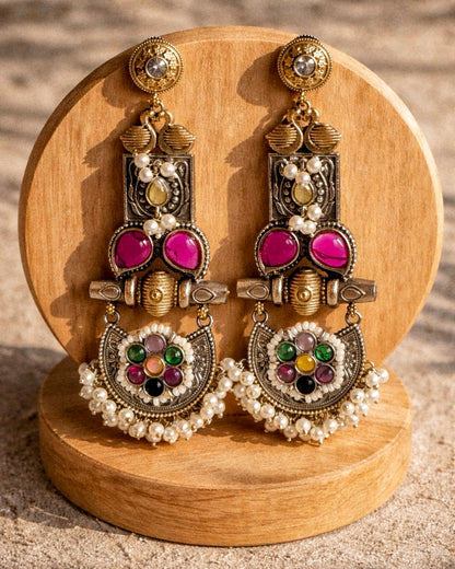 Kalpa Ratna | Dual-Tone Pearl & Stonework Statement Drops