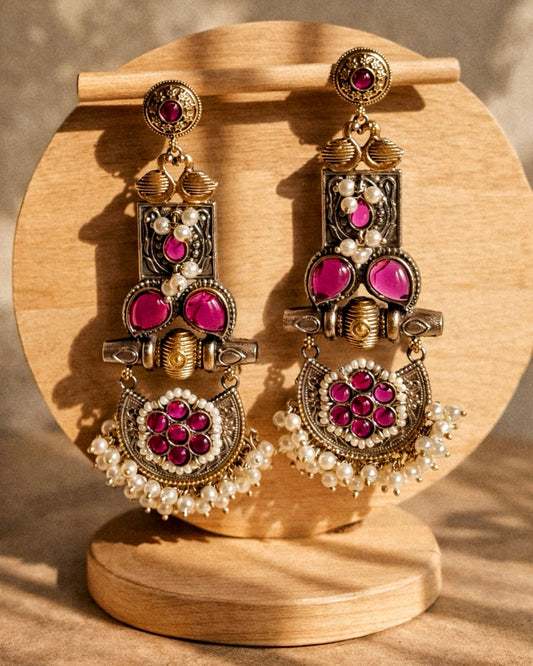 Kalpa Ratna | Dual-Tone Pearl & Stonework Statement Drops