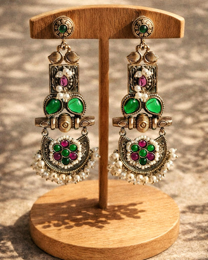 Kalpa Ratna | Dual-Tone Pearl & Stonework Statement Drops