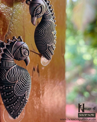 AntarPakshi | Contemporay Ear cuffs by the कारीगर | Silver Plated
