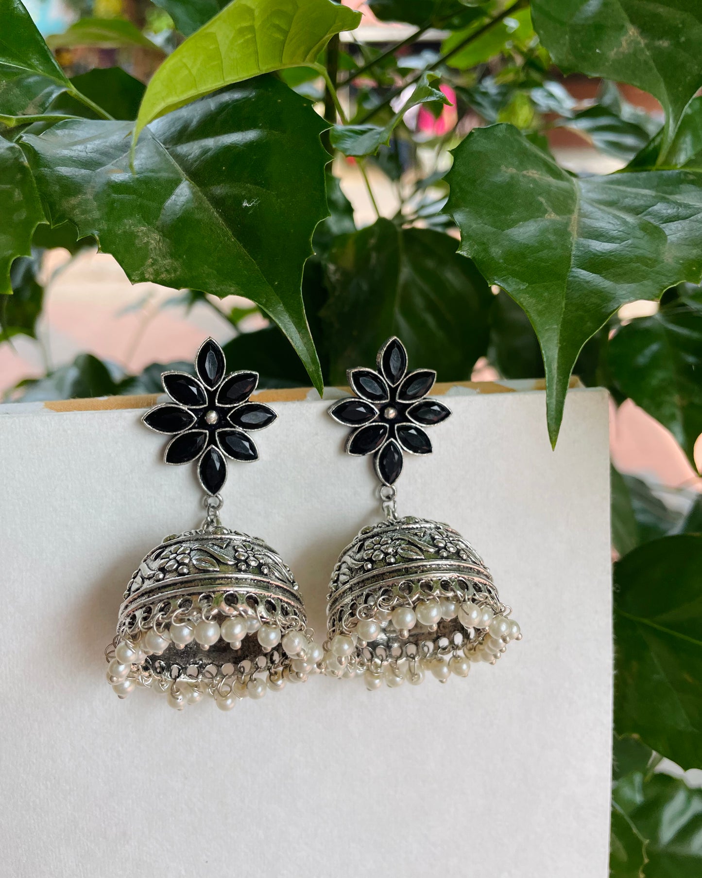 Kalki Black Stone Jhumkas