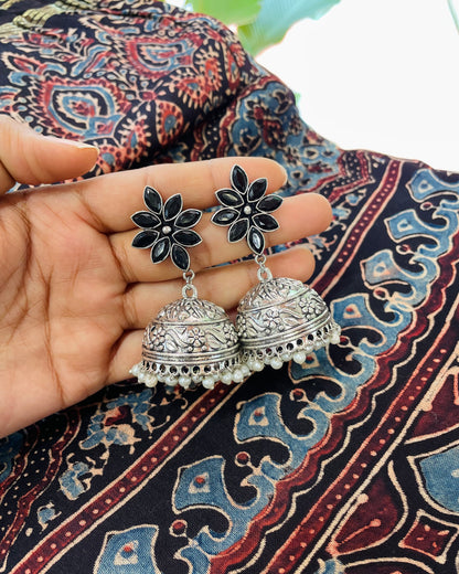 Kalki Black Stone Jhumkas