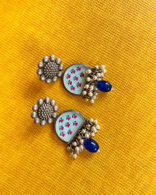 Aavarna Meenakari Handpainted Stud Earrings