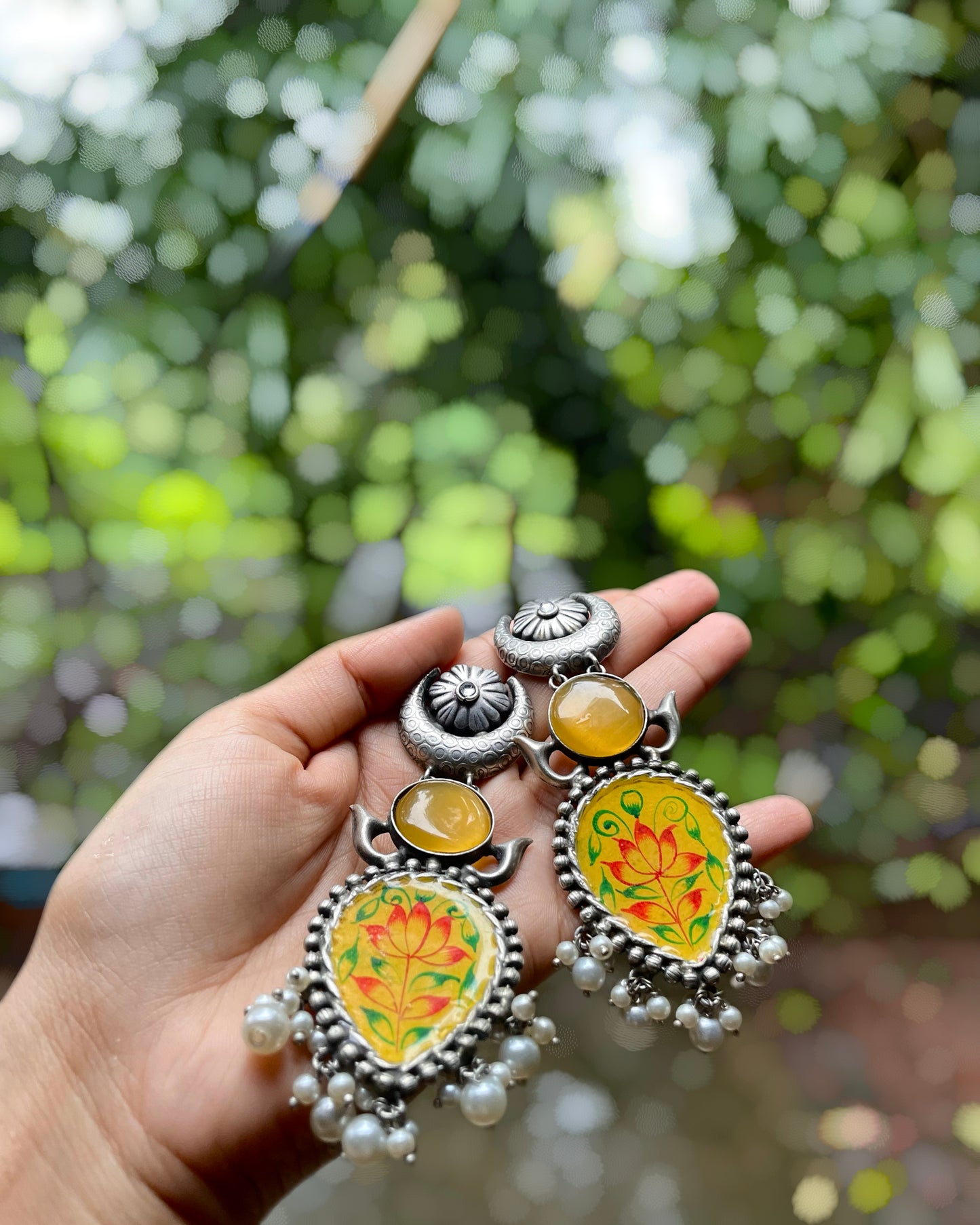 Chira | Silver Plated Meenakari Statement Earrings