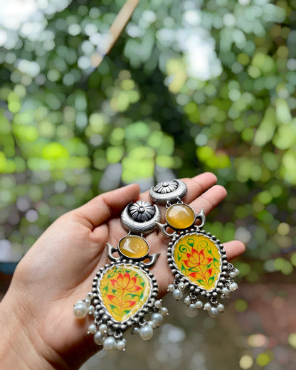 Chira | Silver Plated Meenakari Statement Earrings