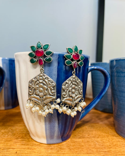 Rang Kriti | Multicolour Stone Statement Earrings