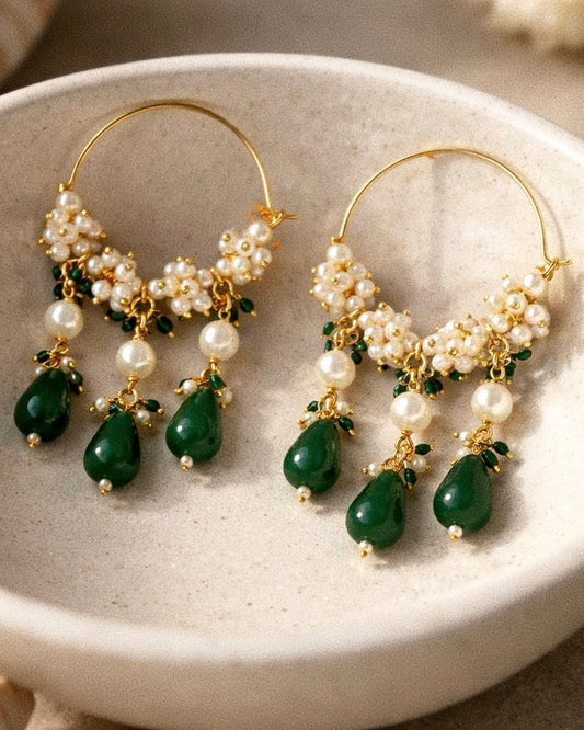 Mulla x Thulasi | Gold-Plated Cluster Pearl Hoops | The Vishu Collective'26