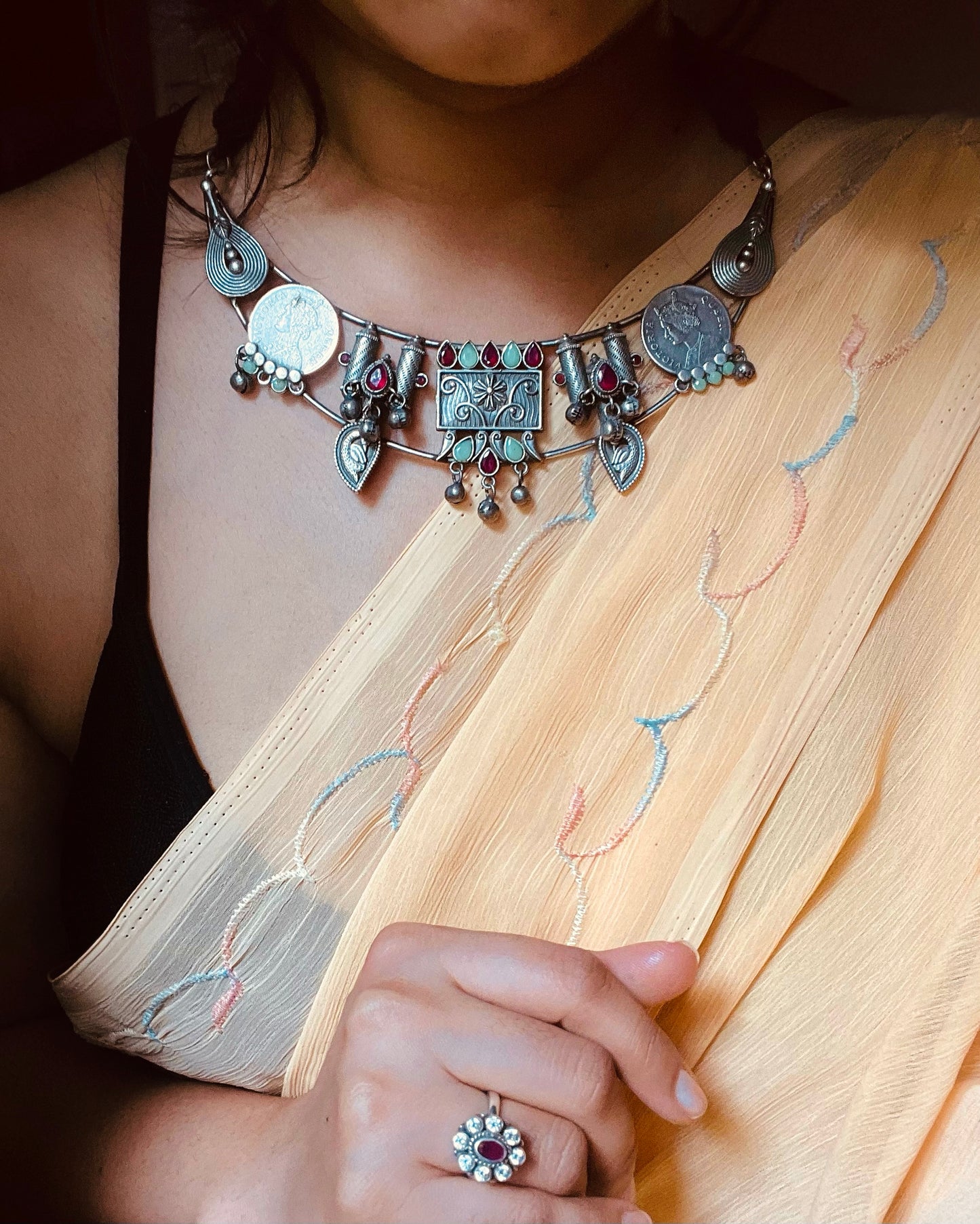 Chisel & Charm | Silver Plated Fusion Handcrafted Statement Necklace