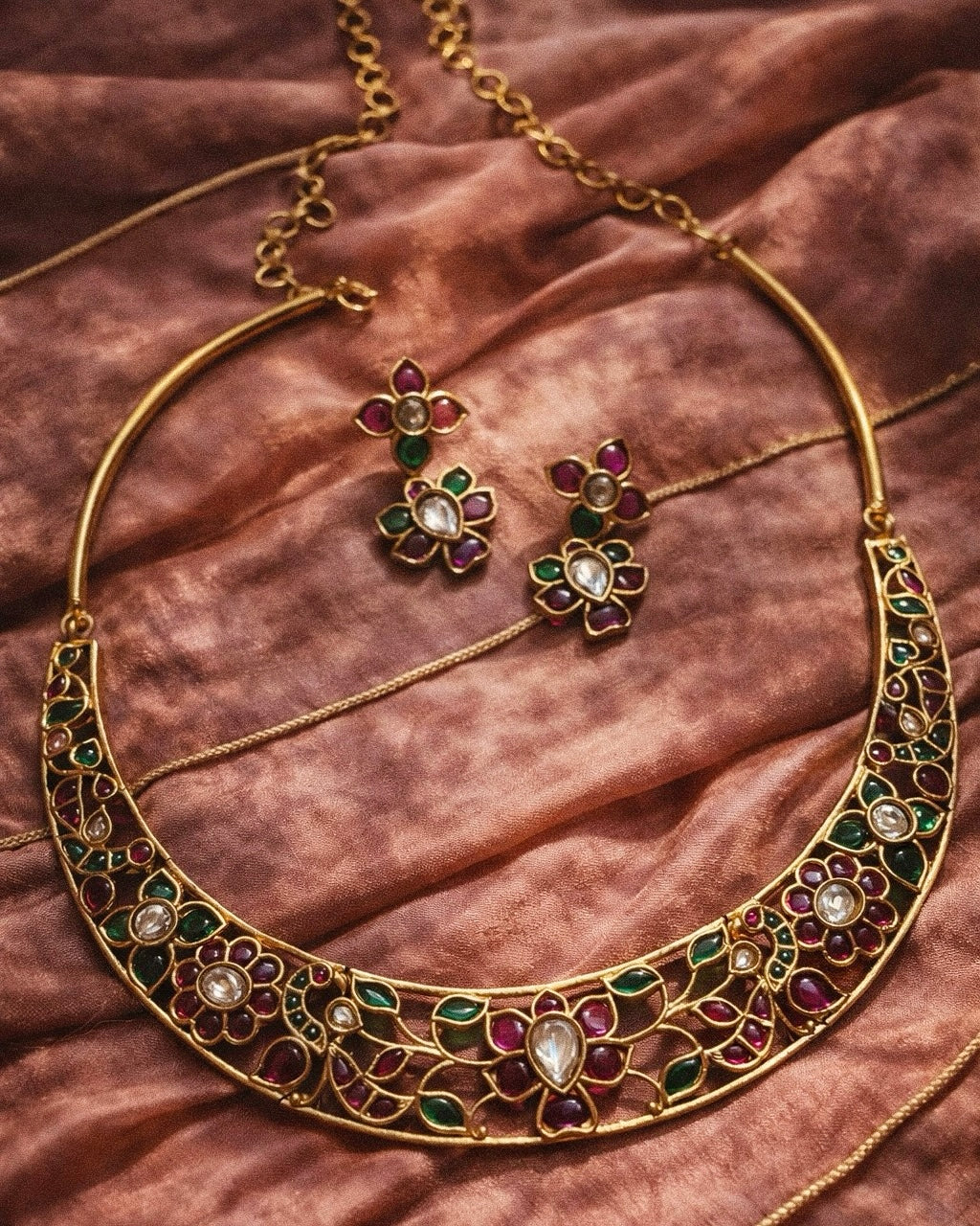 Vine of gems | Antique Heritage Inspired Kemp Choker Set | The Vishu Collective'26