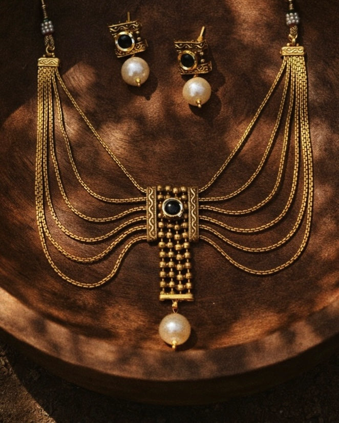 The Temple Onyx | Antique Heritage Inspired Choker Set | The Vishu Collective'26