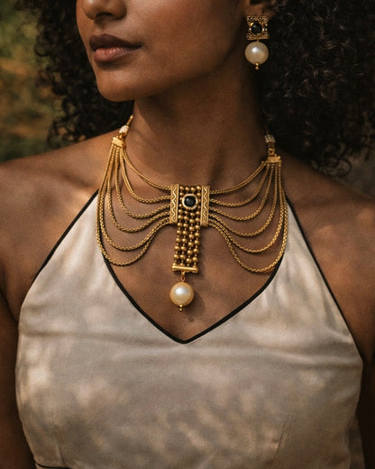 The Temple Onyx | Antique Heritage Inspired Choker Set | The Vishu Collective'26