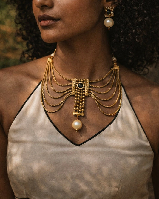 The Temple Onyx | Antique Heritage Inspired Choker Set | The Vishu Collective'26
