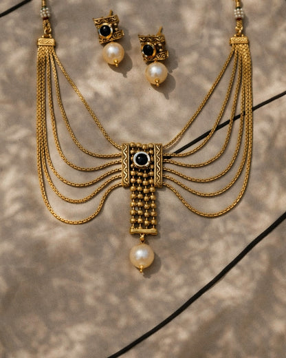 The Temple Onyx | Antique Heritage Inspired Choker Set | The Vishu Collective'26