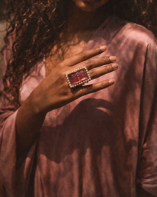 Coral Terra | Vintage Heritage-Inspired Statement Ring | The Vishu Collective'26