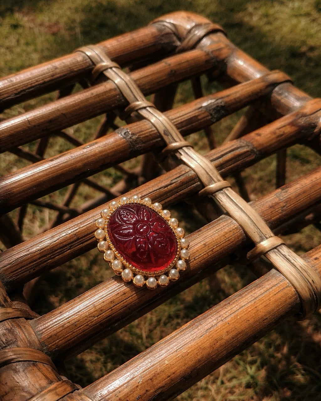 Scarlet Flame | Vintage Heritage-Inspired Statement Ring | The Vishu Collective'26