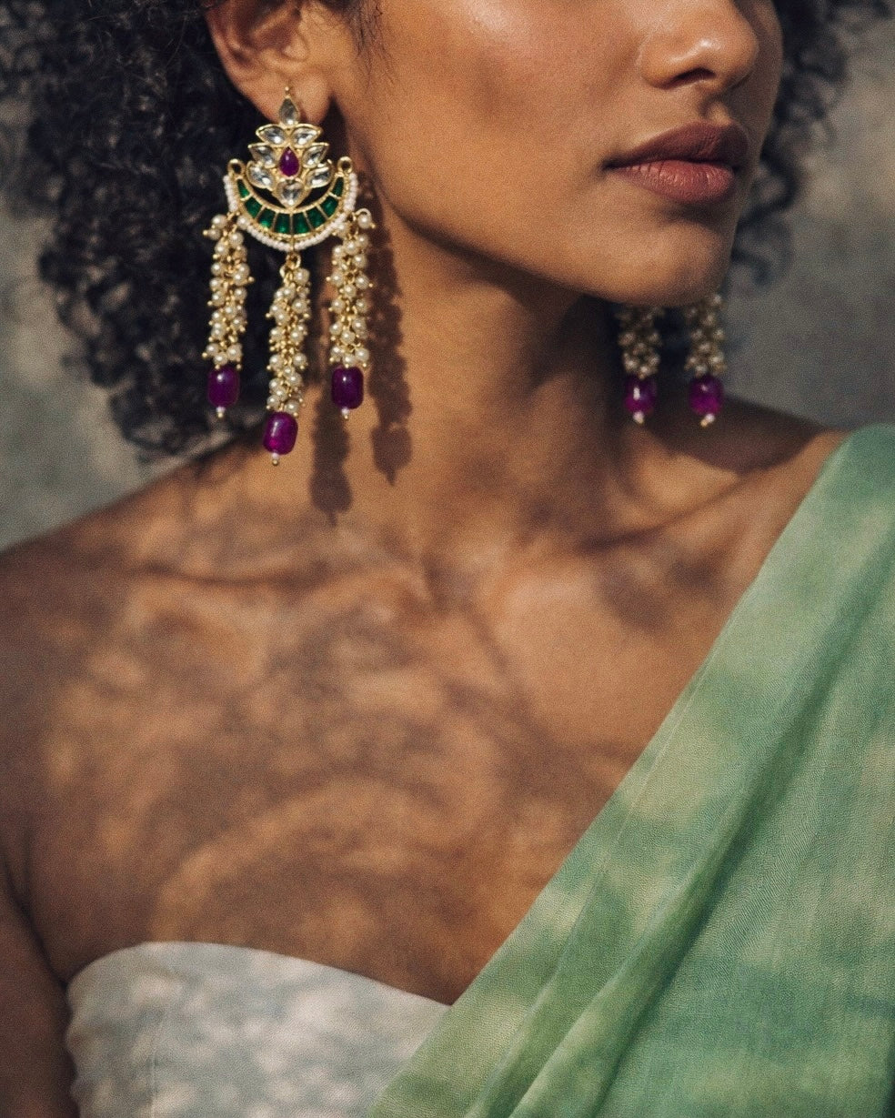 Mint x Orchid Kundan Chandeliers | Antique Heritage-Inspired Drops | The Vishu Collective'26