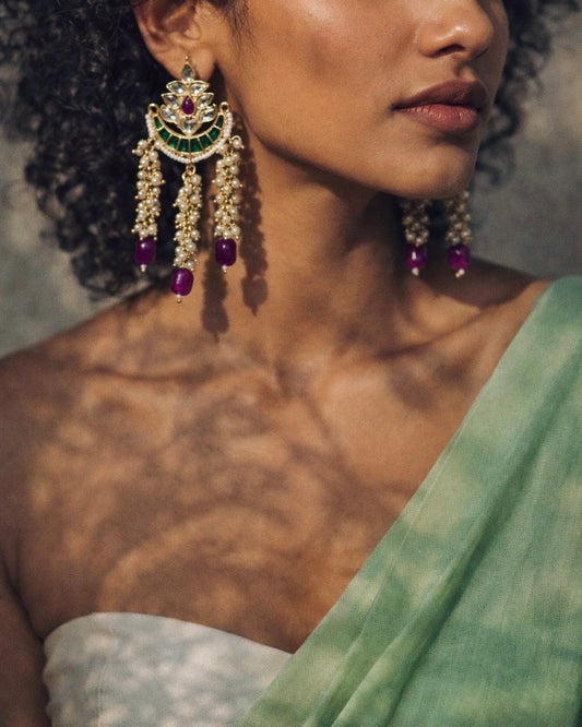 Mint x Orchid Kundan Chandeliers | Antique Heritage-Inspired Drops | The Vishu Collective'26