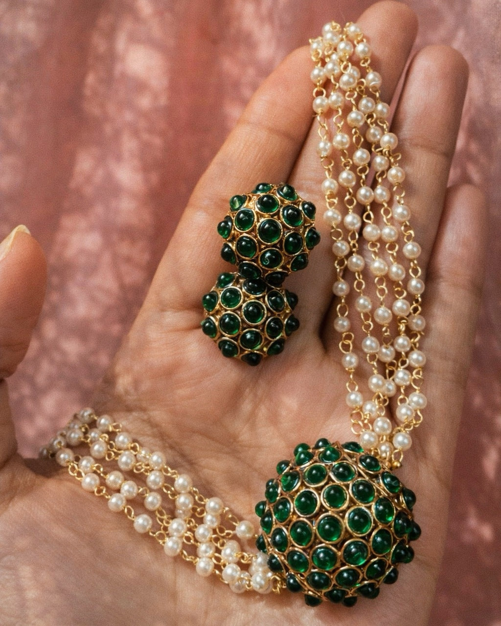 Emerald Orb - Cluster Pearls x Kemp | Antique Heritage Inspired Choker Set | The Vishu Collective'26