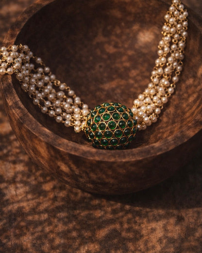 Emerald Orb - Cluster Pearls x Kemp | Antique Heritage Inspired Choker Set | The Vishu Collective'26