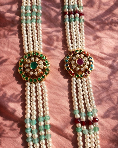 Pearl Tapestry | Antique Gold-Plated Pearl Bracelets with Stonework | The Vishu Collective'26