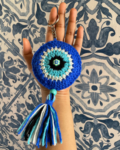 Hand-Crocheted Evil Eye Charm Keychains