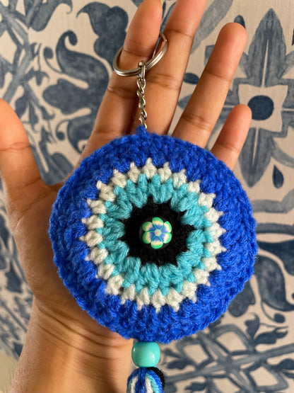 Hand-Crocheted Evil Eye Charm Keychains