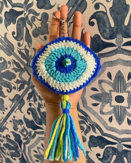 Hand-Crocheted Evil Eye Charm Keychains
