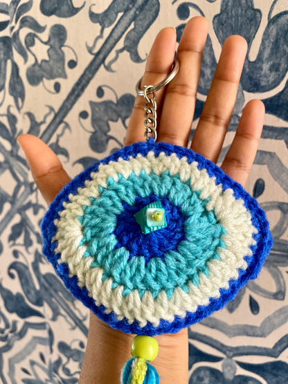 Hand-Crocheted Evil Eye Charm Keychains