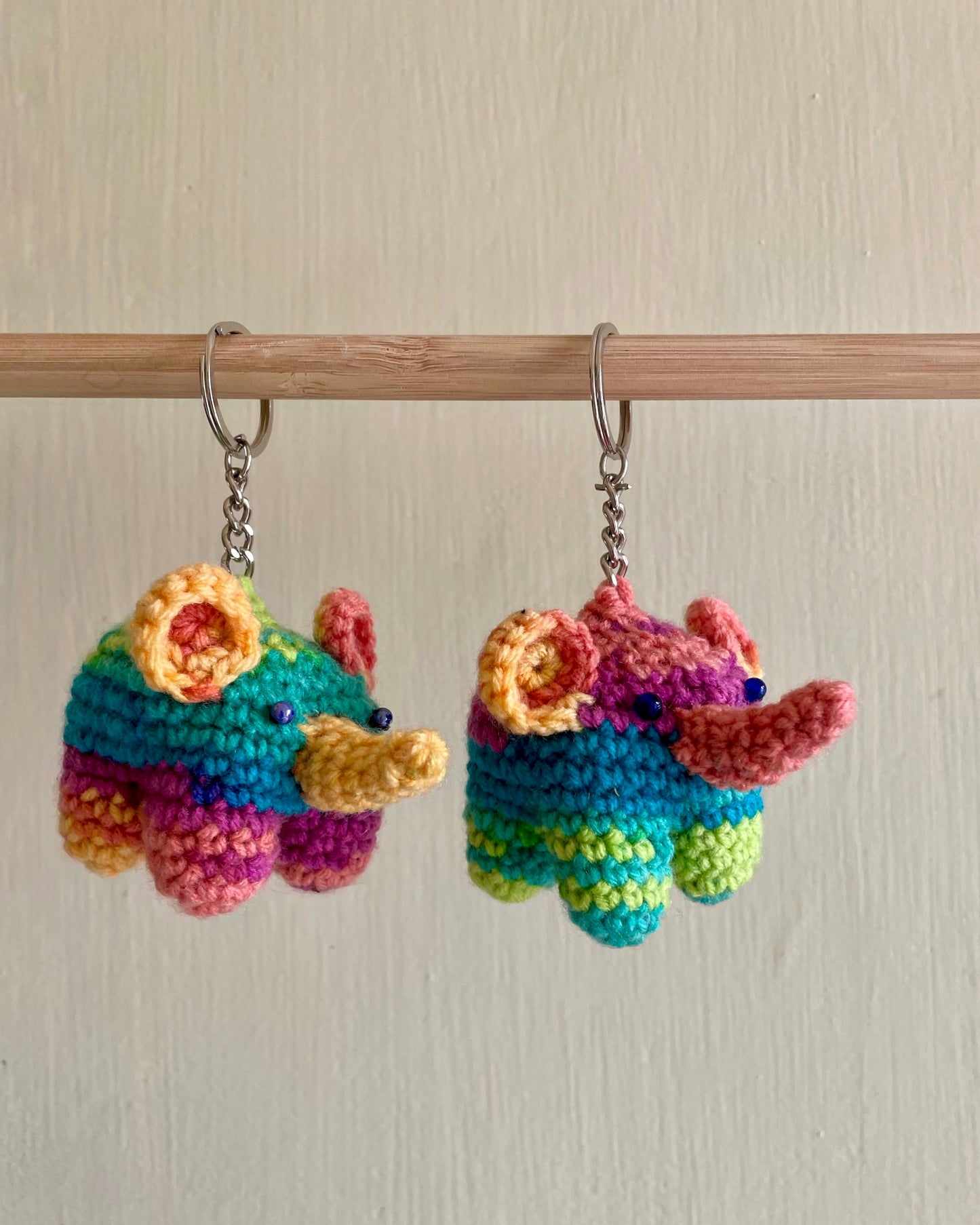 Hand-Crocheted Mini-Elephant Charm Keychains
