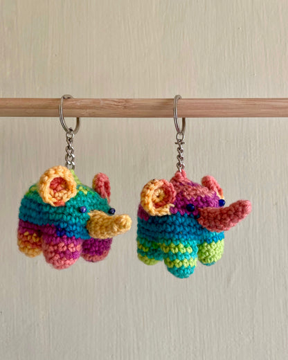 Hand-Crocheted Mini-Elephant Charm Keychains