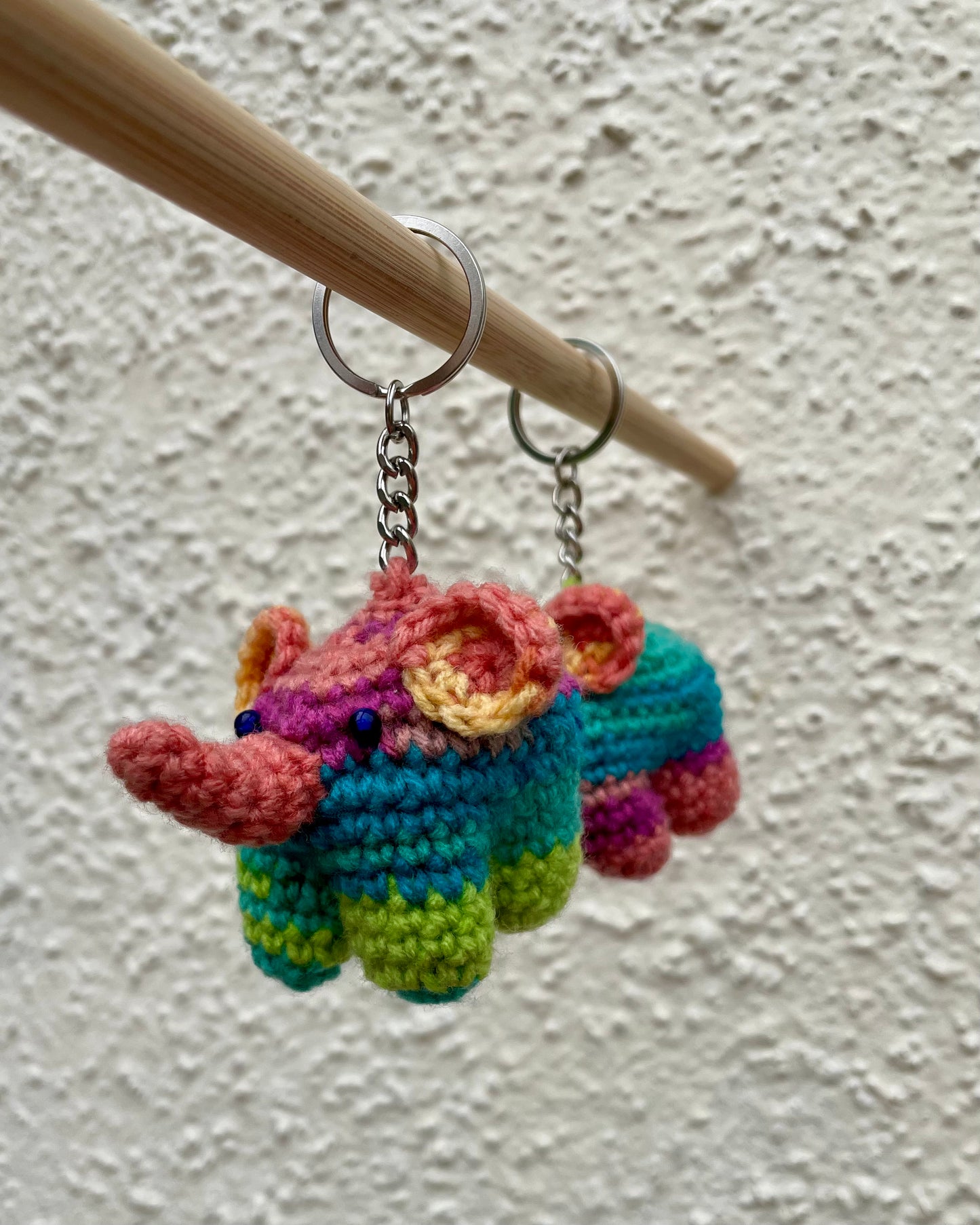 Hand-Crocheted Mini-Elephant Charm Keychains