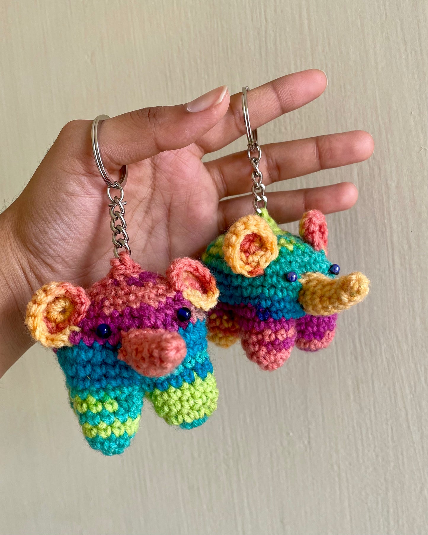 Hand-Crocheted Mini-Elephant Charm Keychains