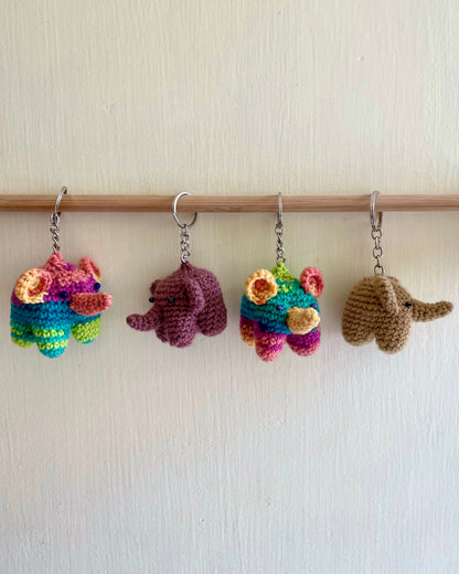 Hand-Crocheted Mini-Elephant Charm Keychains