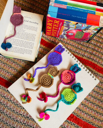 Hand-Crocheted Cat-themed Bookmarks