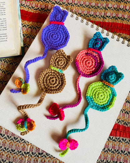 Hand-Crocheted Cat-themed Bookmarks