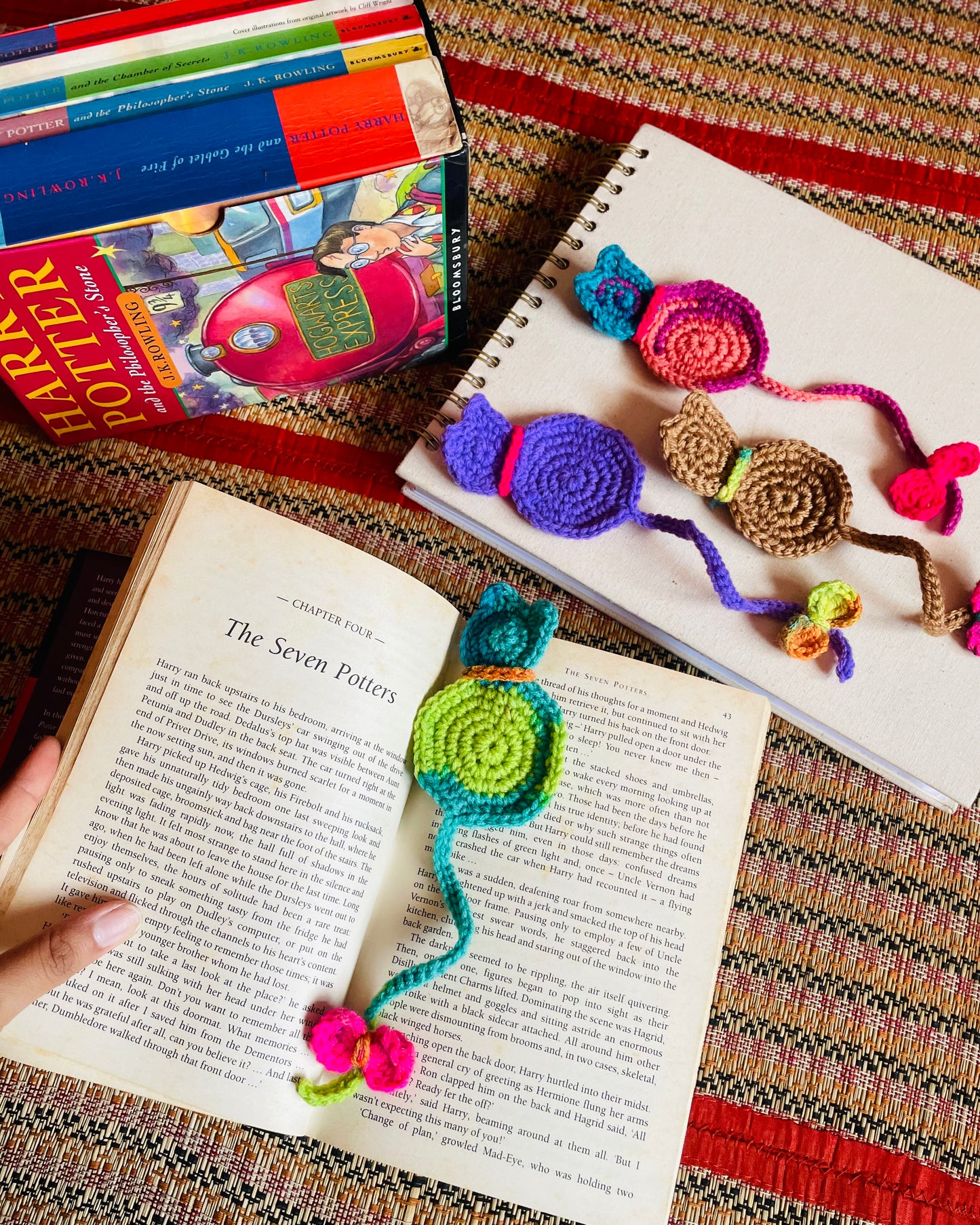 Hand-Crocheted Cat-themed Bookmarks